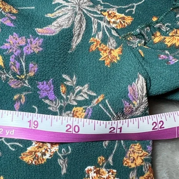 Umgee Womens Size Medium Floral Blouse Teal Yellow Ruffle Tiered Sleeve Boho - Picture 8 of 14